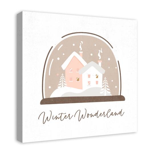 Winter Wonderland Snow Globe 24x24 Canvas Wall Art